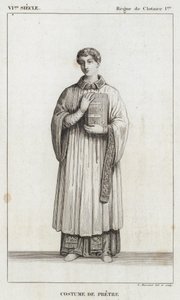Século VI, Reinado de Clotaire I, Traje de um padre (gravura) de French School