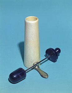Espéculo vaginal usado por Antoine Jobert de Lamballe (1799-1867) (metal e marfim) de French School