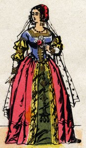 Dinastia Valois: Retrato de Eleonore de Habsburg ou Áustria (1498-1558) Rainha de França, esposa de François I (1494-1547). Imagem epinal do final do século XIX. Coleção particular. de French School