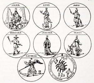 Vários tipos de talismãs de French School