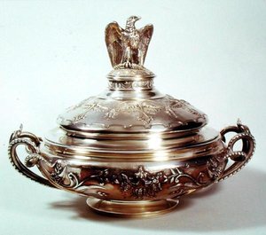 Prato Vegetal, Serviço Napoleão III, 1855 (prata dourada) de French School