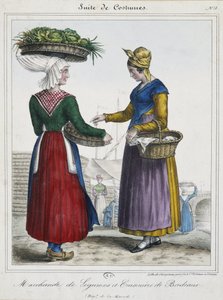 Comerciante de legumes e cozinheiro de Bordeaux - litografia de French School