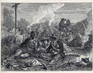 Vendee Wars (1793-1796): acampamento de vendean insurges. de French School