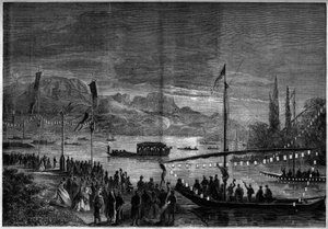 Festa Veniciana no Lago Annecy, por ocasião da visita de Napoleão III e da Impression Eugenie de Montijo. Annecy, Haute Savoie (74) de French School