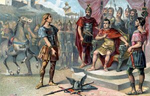 Vercingétorix, líder gaulês, foi para Júlio César em 52 AC. de French School
