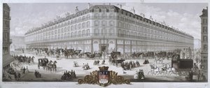Vista das lojas de departamento do Louvre, Paris, 1866 de French School