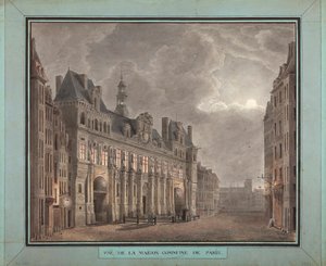 Vista da Maison Commune de Paris, entre 1790-95 (wc no papel) de French School