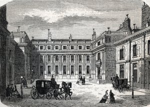 Vista do Ministério da Educação Pública, Hotel de Rochechouart rue de Grenelle, em Paris - (gravura) 1864 de French School
