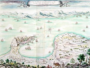 Vista do cerco de Gibraltar em 1704 (wc no papel) de French School