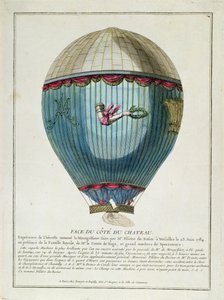 Vista do balão usado por François Pilatre de Rozier (1754-85) em Versalhes no dia 23 de junho de 1784 de French School