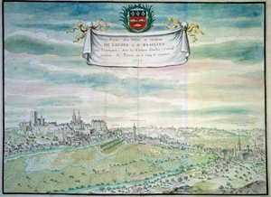 Vista do castelo de Loches Vista de Beaulieu les Loches em Indre e Loire. Aquarela da escola francesa. 1699 Paris, B.N. de French School