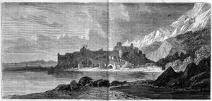 Vista da cidade do Mónaco em 1860. Gravura em "O Mundo Ilustrado" n°157 de 14 de Abril de 1860. de French School