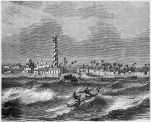 Vista da cidade de Pondichery (Pondicherry), Índia de French School