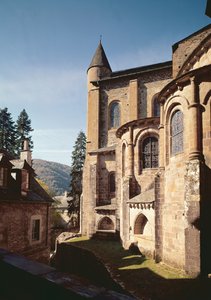 Vista, exterior, vista, igreja, construído, 1035-60 de French School