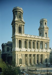Vista da fachada da Igreja de Saint-Sulpice, construída entre 1646-1780 de French School