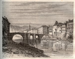 Villeneuve-sur-Lot (Villeneuve sur Lot) - departamento de Lot-et-Garonne - gravura em "La France illustree: geography, history, statistical administration" de V.-A. Malt-Brown. 1884 de French School