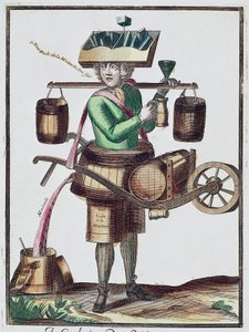 Fabricante de vinagre, gravura a cores, França de French School