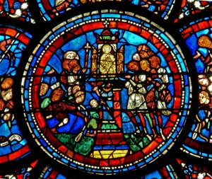 Virgem Maria - orando antes de sua estátua (w38) de French School