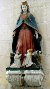 Virgem Protegendo o Clergye (pedra policromada) de French School