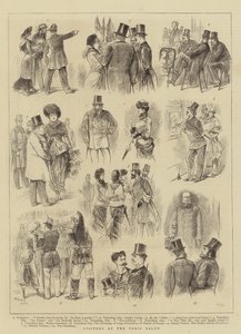 Visitantes do Salão de Paris (gravura) de French School