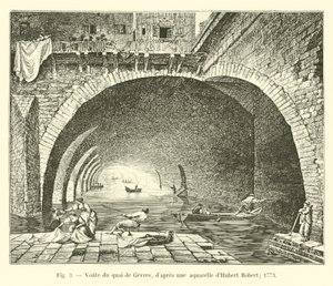 Voute do Quai de Gevres, depois de uma aquarela de Hubert Robert; 1773 de French School