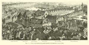 Vista aérea do grande Chatelet e do distrito, 1550 a 1696 de French School