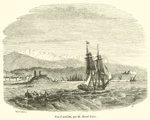 Vista de Antibes (gravura) de French School