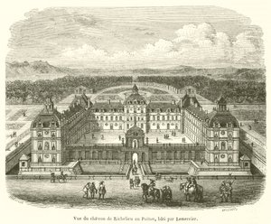 Vista do castelo de Richelieu em Poitou, construído por Lemercier (gravura) de French School