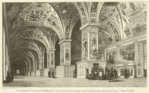 Vista da Biblioteca do Vaticano no século XVIII (gravura) de French School