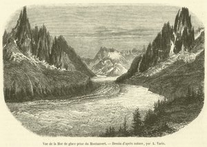 Vista do Mer de glace retirado do Montanvert (gravura) de French School
