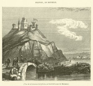 Vista da fortaleza de Sylivrie, nas margens do Mar de Mármara (gravura) de French School