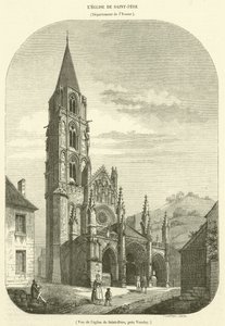 Vista da igreja de Saint-Pere, perto de Vezelay (gravura) de French School
