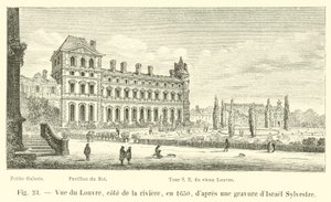 Vista do Louvre, lado do rio, em 1650, depois de uma gravura de Israel Sylvester de French School