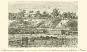 Vista do posto de comércio gabonês em 1861, Parque do Carvão (gravação) de French School