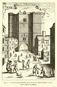 Vista do pequeno Chatelet, tirada da rue Saint-Jacques, 1702, Manesson Mallet de French School