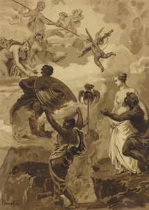Vulcan dando a Venus os braços que ele havia forjado para Aeneas de French School
