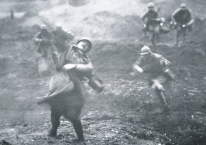 Soldado francês da I Guerra Mundial atingido por tiros durante um avanço na Frente Ocidental de French School