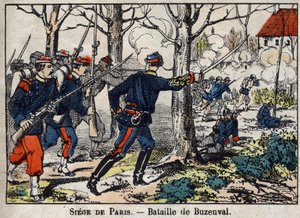 Guerra de 1870 entre a França e a Prússia: Batalha de Buzenval, na região de Paris, em 19/01/1871. de French School