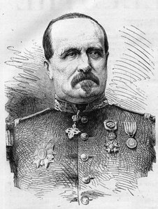 Guerra de 1870: retrato de Jules Marie Ladreit de La Charriere (1806-1870), soldado francês. Gravura em "Le Monde Illustré" n°714 de 17 de dezembro de 1870. de French School