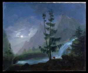 Cachoeira perto da Pont dEspagne ao luar, c.1833