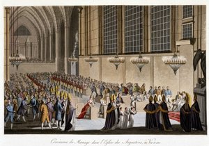 Cerimónia de casamento (Napoleão e Maria Luísa de Habsburgo) na Igreja dos Agostinhos em Viena, 2 de abril de French School