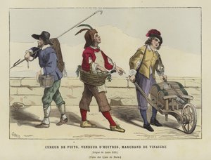 Bem limpo, vendedor de ostras e vendedor de vinagre, reinado de Luís XIII da França, século 17 de French School
