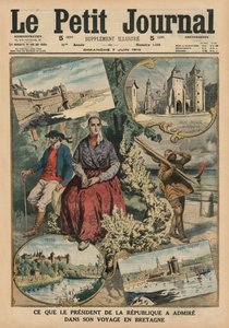 O que o Presidente da República admirou durante sua viagem pela Bretanha, ilustração da capa do &39;Le Petit Journal&39;, suplemento ilustre, 7 de junho de 1914