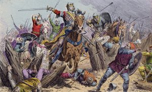 Guilherme, o Conquistador, na Batalha de Hastings de French School