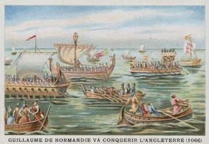 Guilherme, o Conquistador, a caminho de conquistar a Inglaterra, 1066 de French School