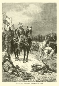 Guilherme, o Conquistador, revendo seu exército de French School