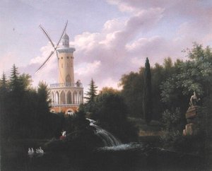 Moinho de vento no Folie-Beaujon em Paris, c.1830 de French School
