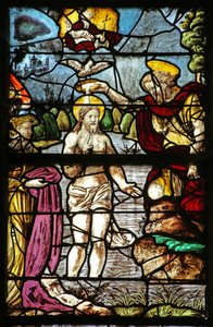 Janela representando o Batismo de Cristo no Rio Jordão (vitral) de French School