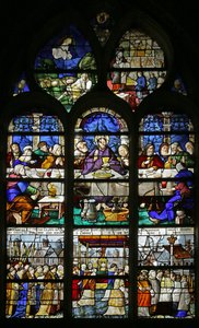Janela retratando a última ceia e a procissão do Santo Sacramento, 1530 de French School