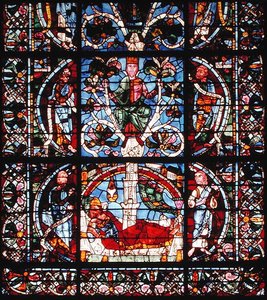 Janela que representa a árvore de Jesse, detalhe da metade inferior (vitral) de French School